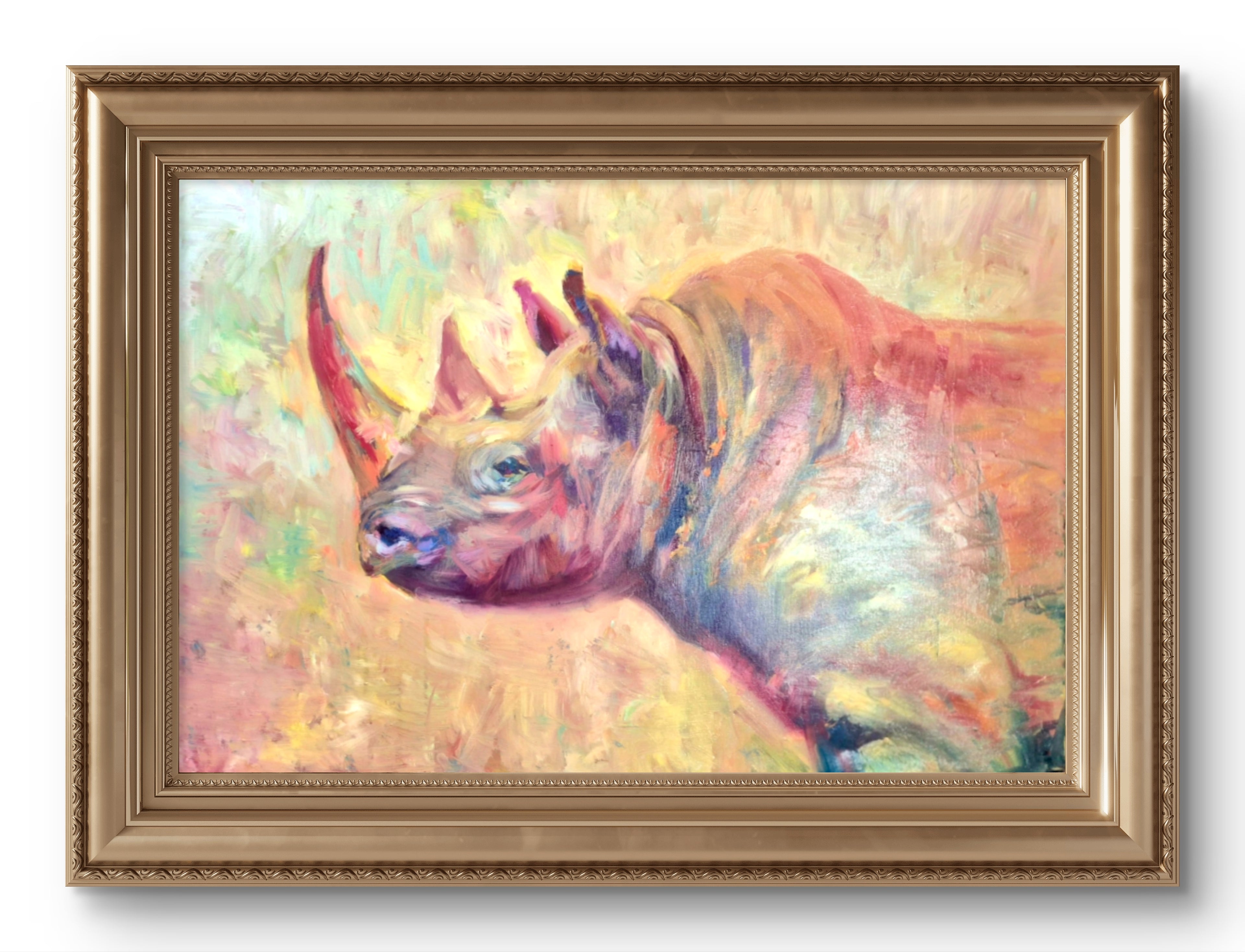 Opalite Rhino- Original Oil Painting - 90 x 60 cm/ 34 x 24"