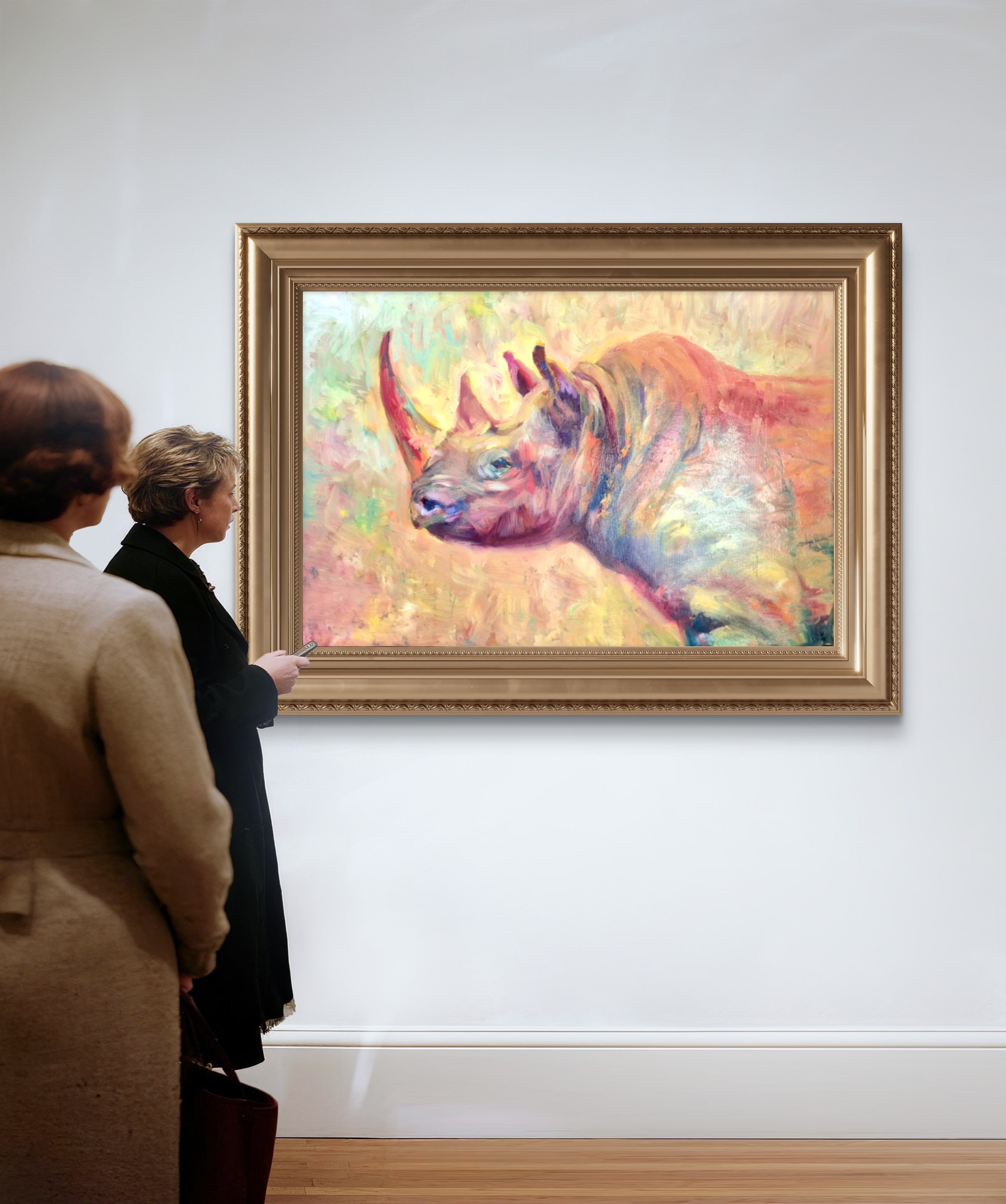 Opalite Rhino- Original Oil Painting - 90 x 60 cm/ 34 x 24"