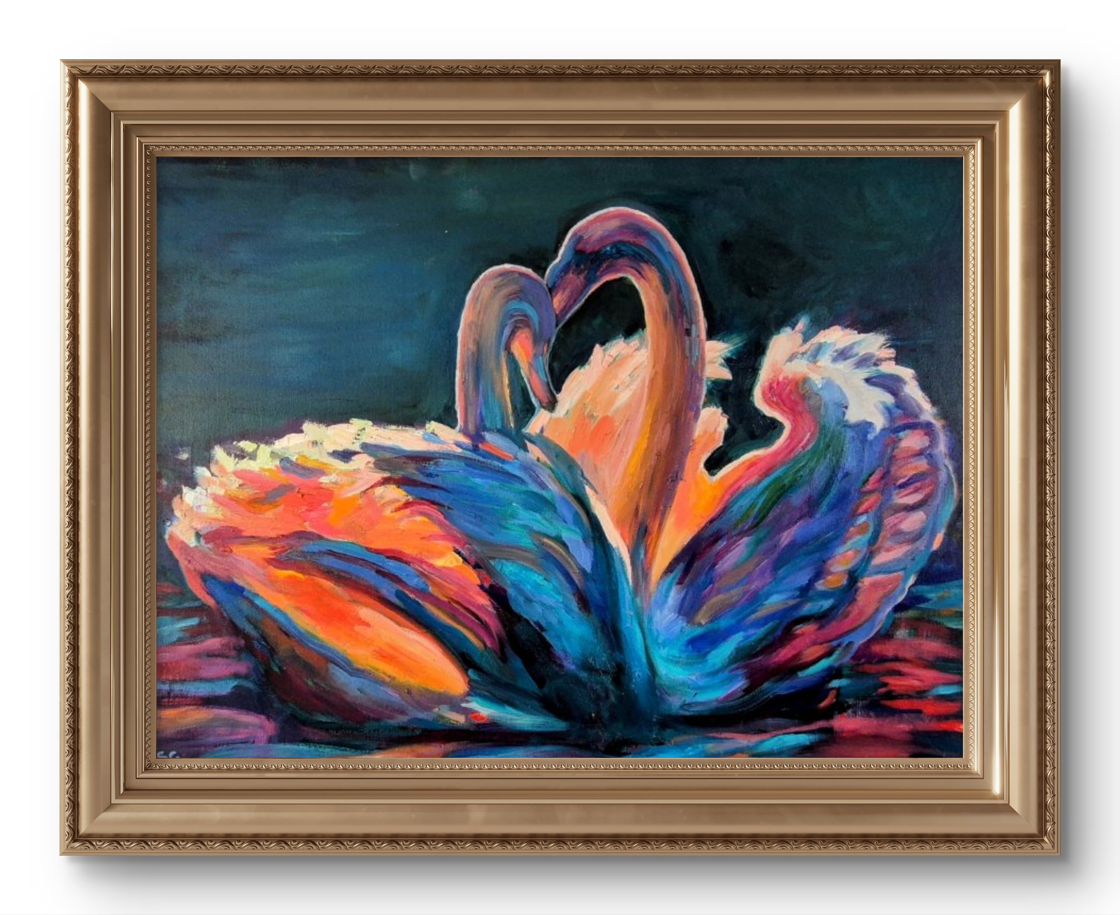 "Celestial Swans" 77 x 100 cm/ 30 x 40 " Original Oil Painting