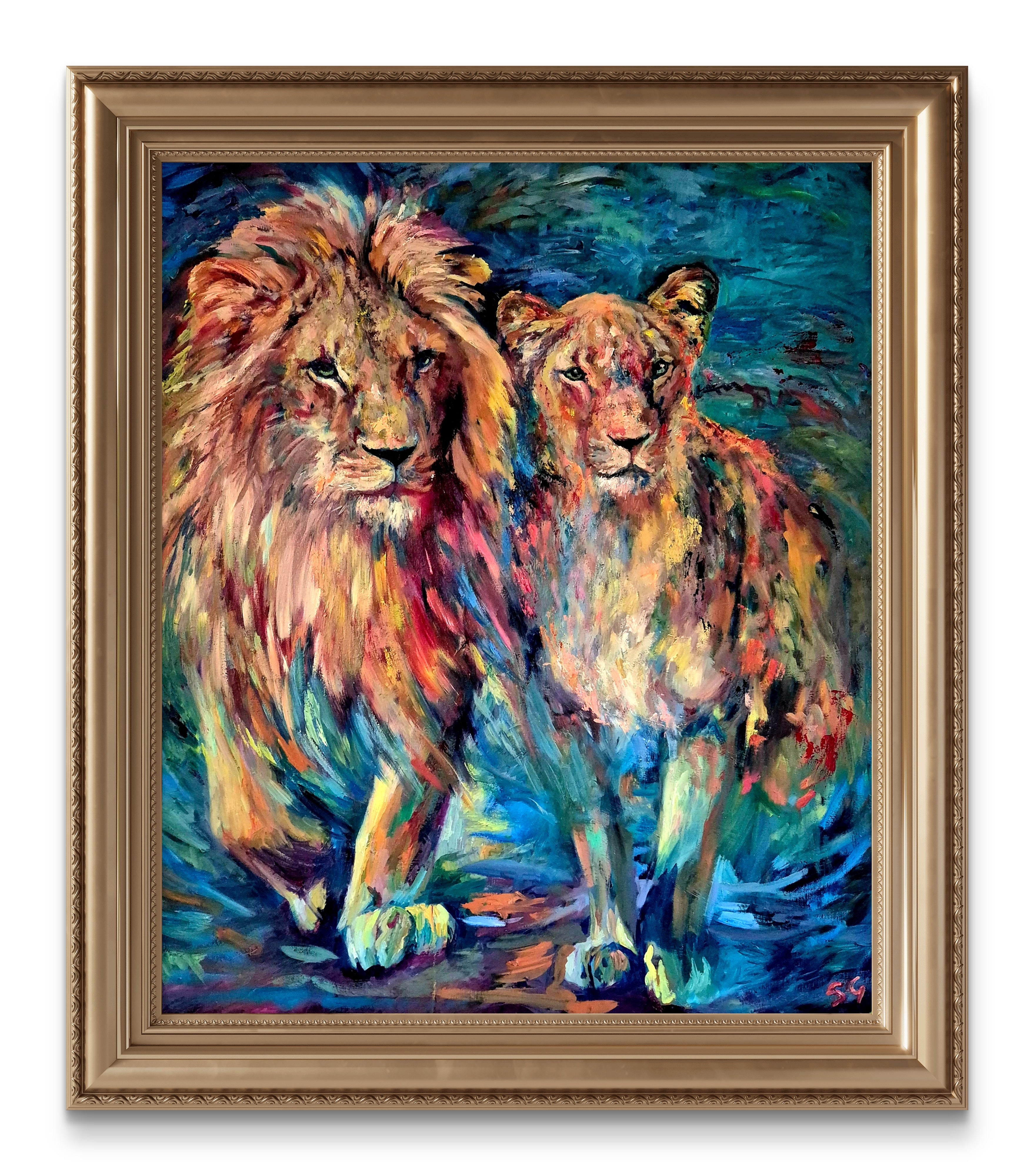 Auric Lions - Original Oil Painting - 100 x 120cm / 40 x 48"