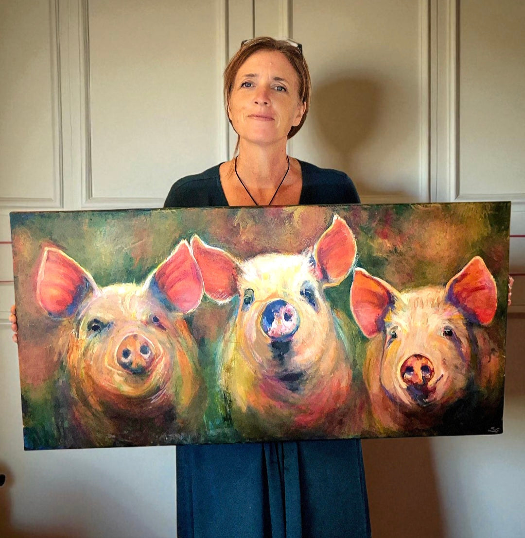 Happy Pigs 50 x 100 cm