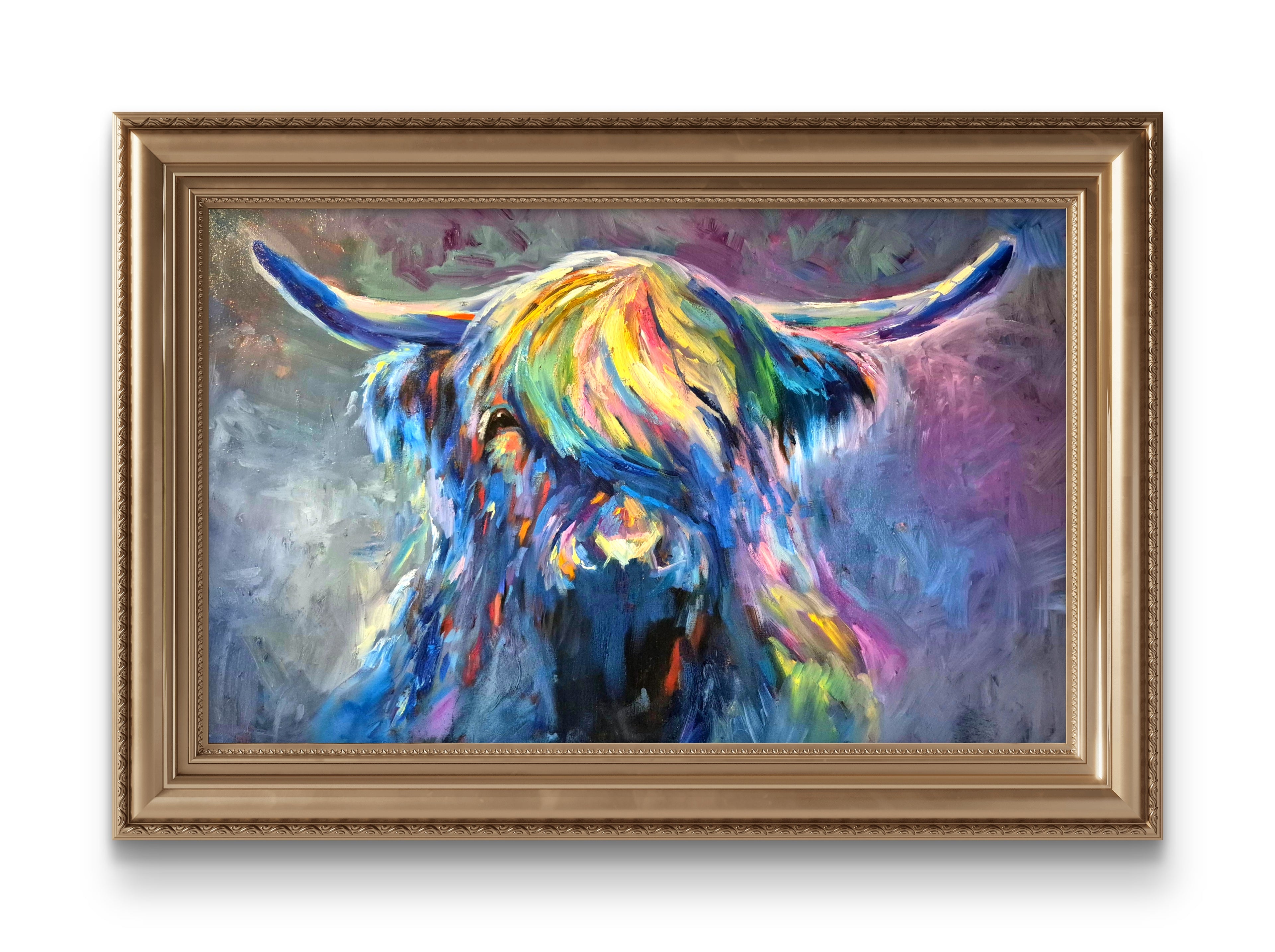 Nevada - Original Highland Cow Oil Painting. 80 x 50"
