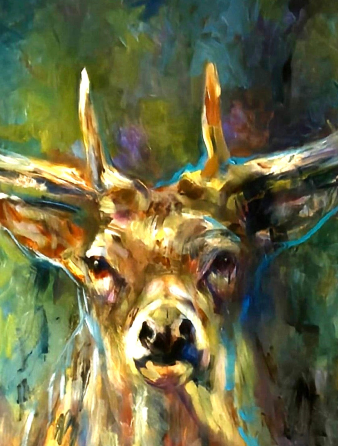 'In the Light' - Original Stag Painting 60 x 80 cm