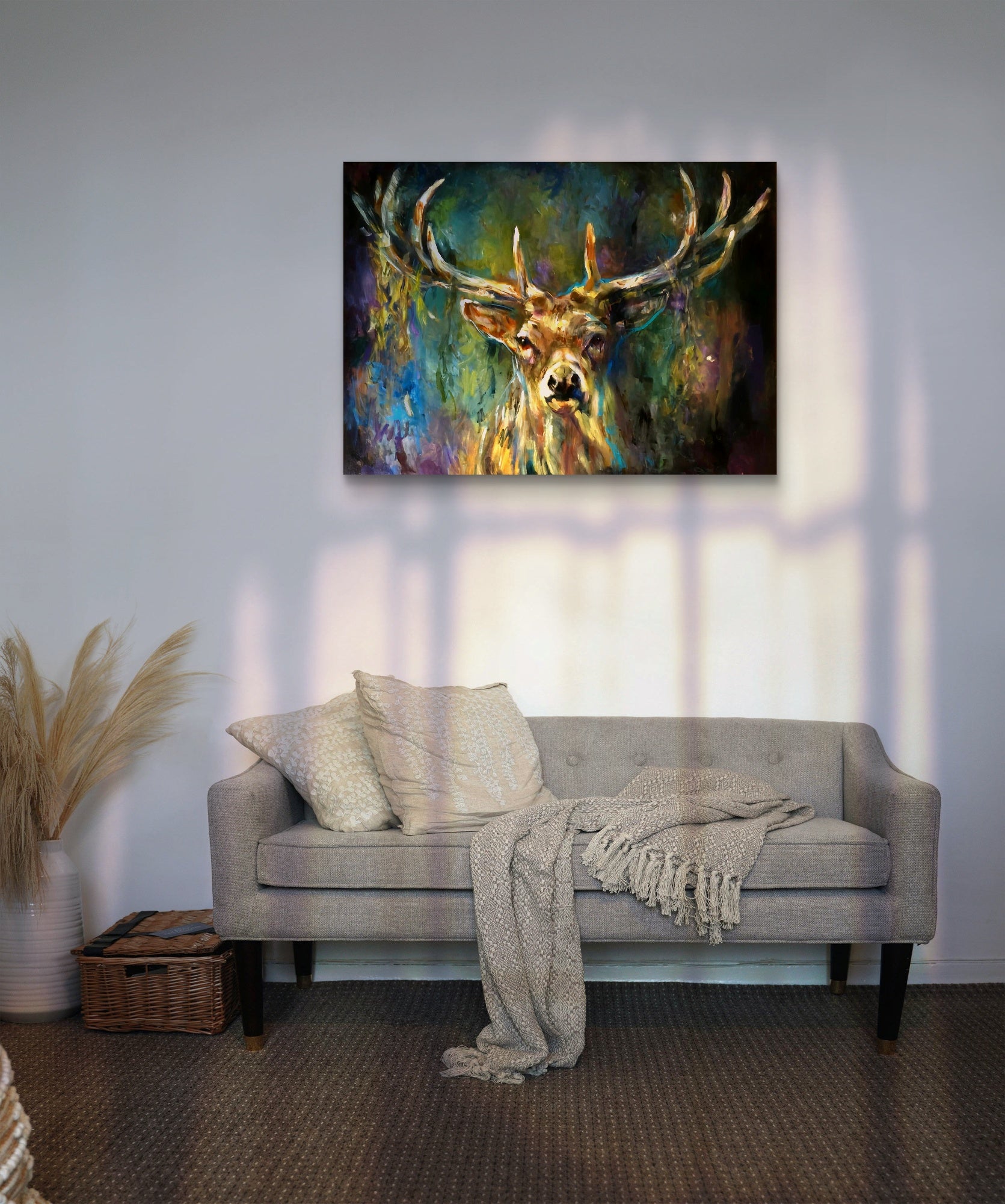 'In the Light' - Original Stag Painting 60 x 80 cm