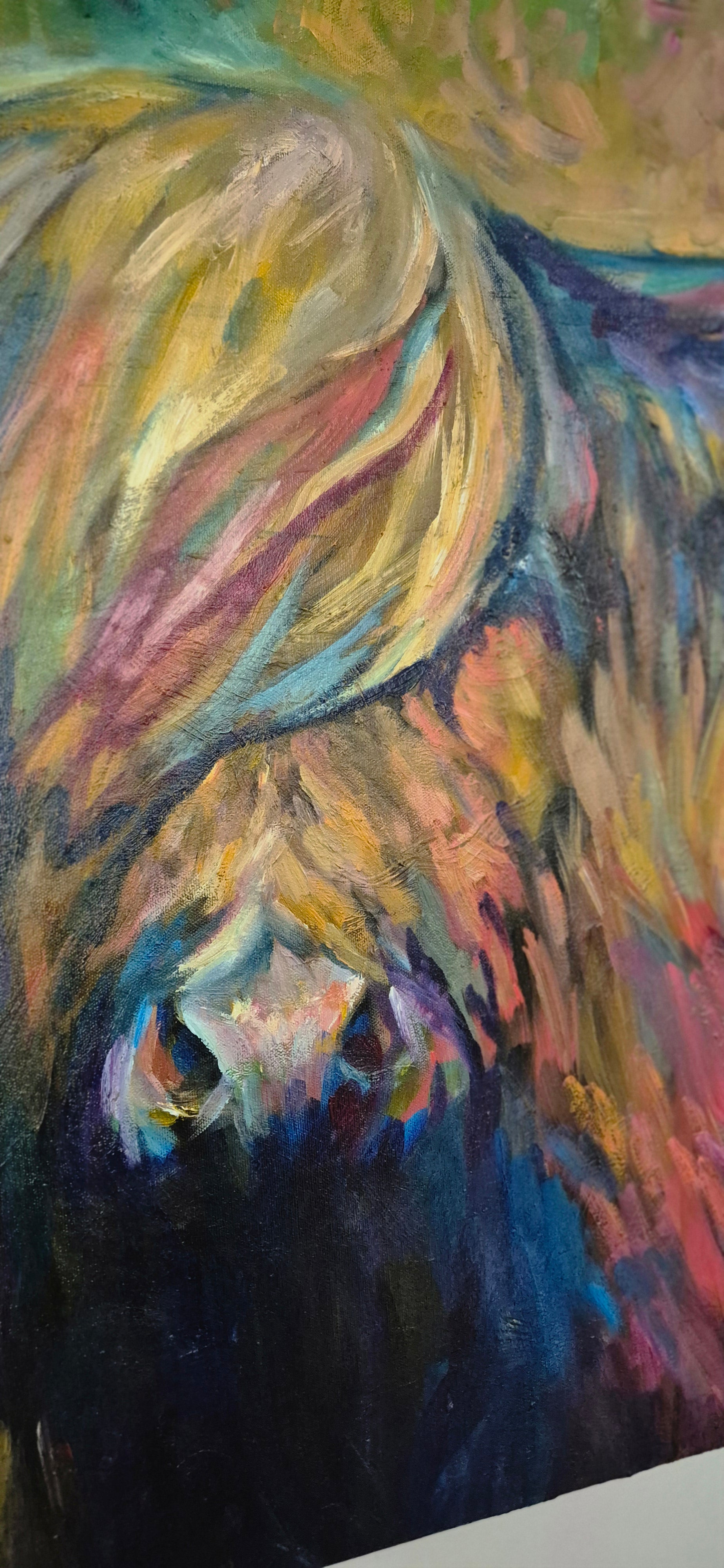 "Ballantine" Original Highland Cow Oil Painting 40 x 30"/80 x 100 cm