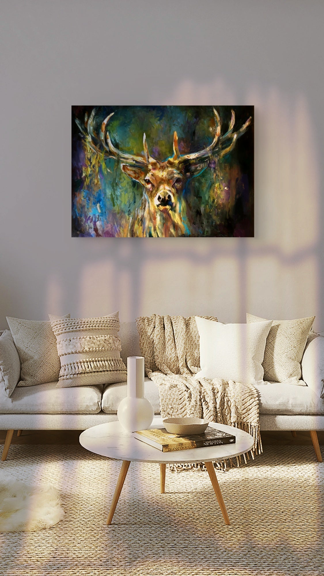 'In the Light' - Original Stag Painting 60 x 80 cm