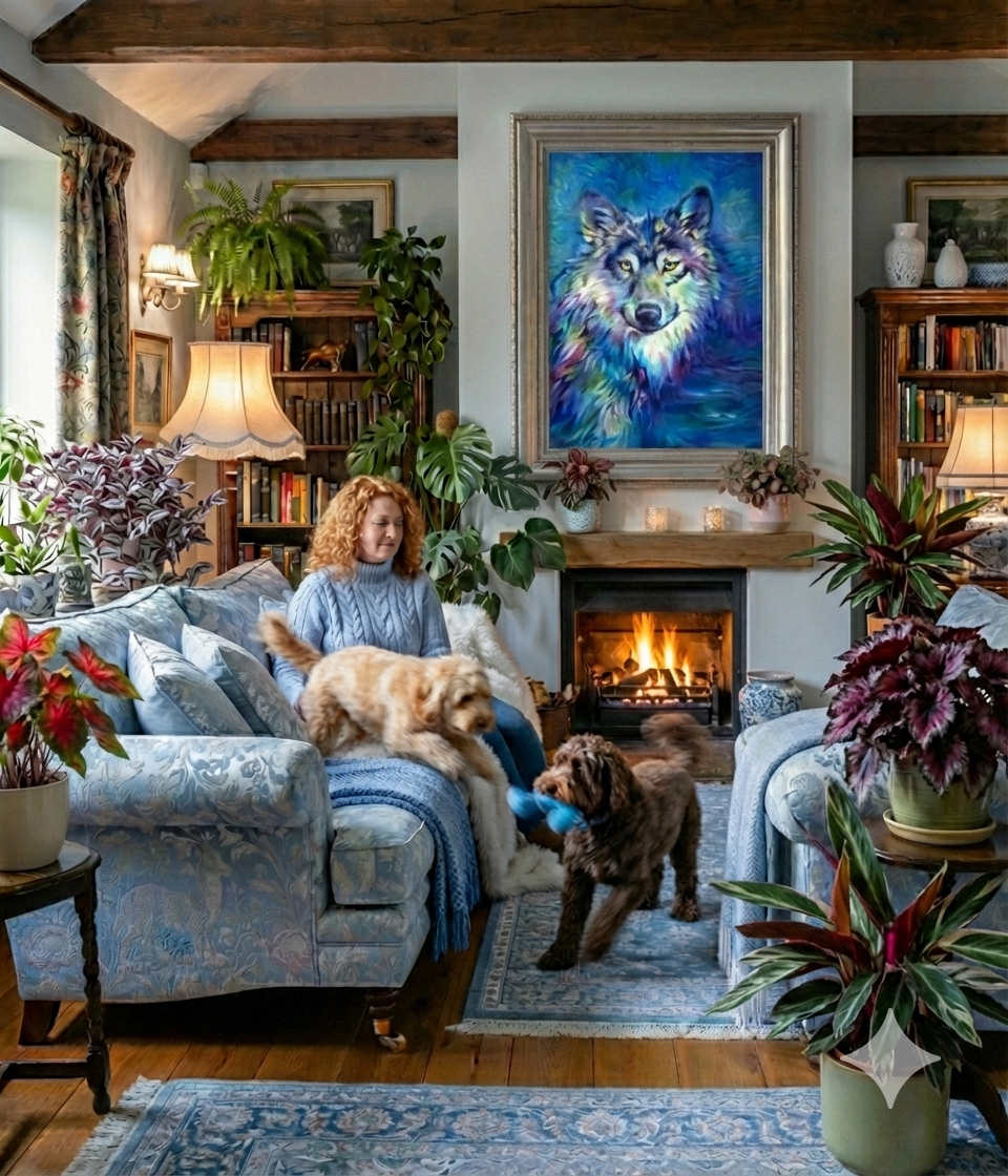 Signal Wolf - Original Oil Painting - 80 x 50 cm / 30 x 20 "