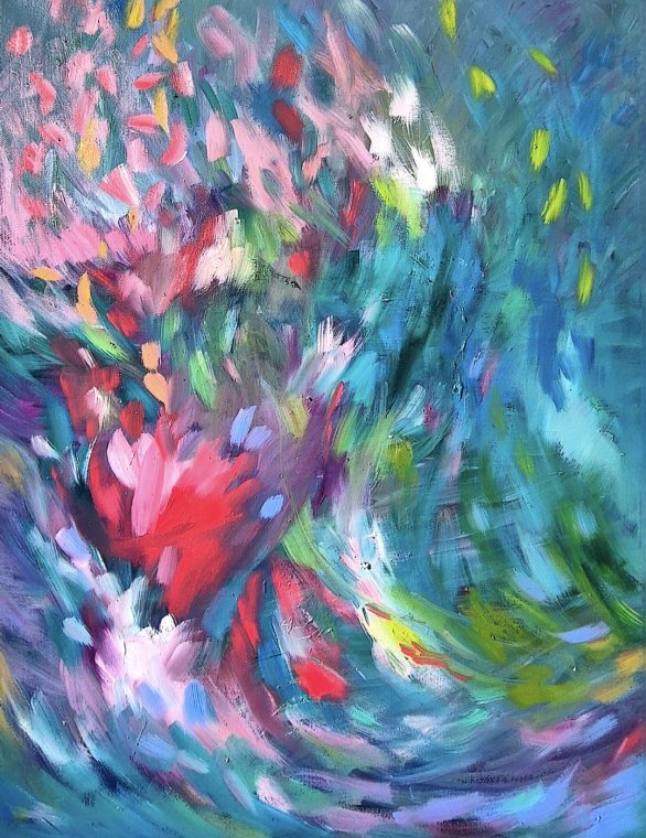 "Rose Petal Rush" 60 x 80 cm