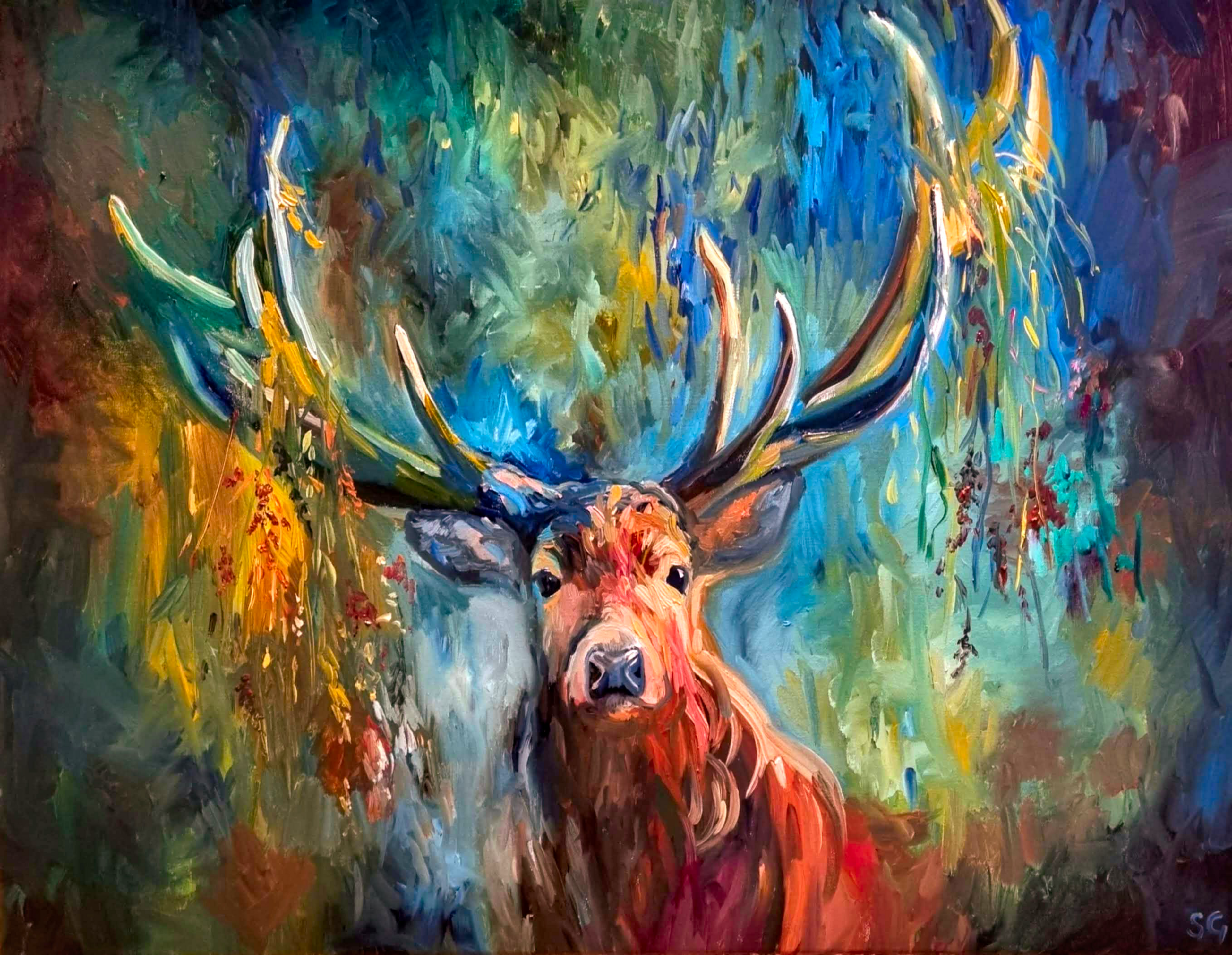 Stag Print 'Wearing Bracken'